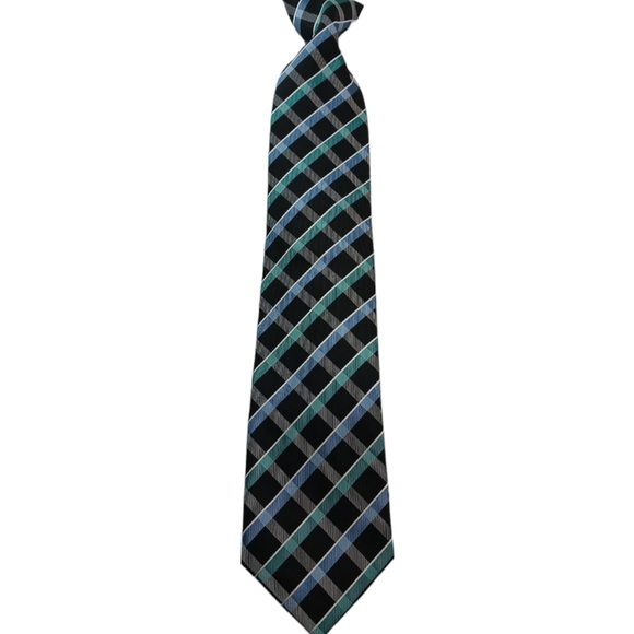 Valerio Garati Mens Tie Clip on Teal Black Formal Office Business NWOT Classic - Picture 1 of 7